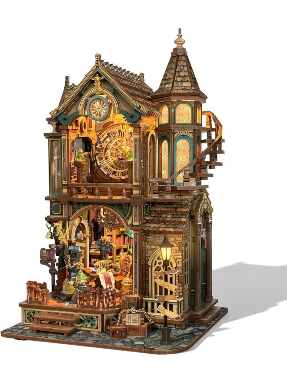 Enchanting Miniature Clock Tower Book Nook Kit with LED Light - Perfect Gift!